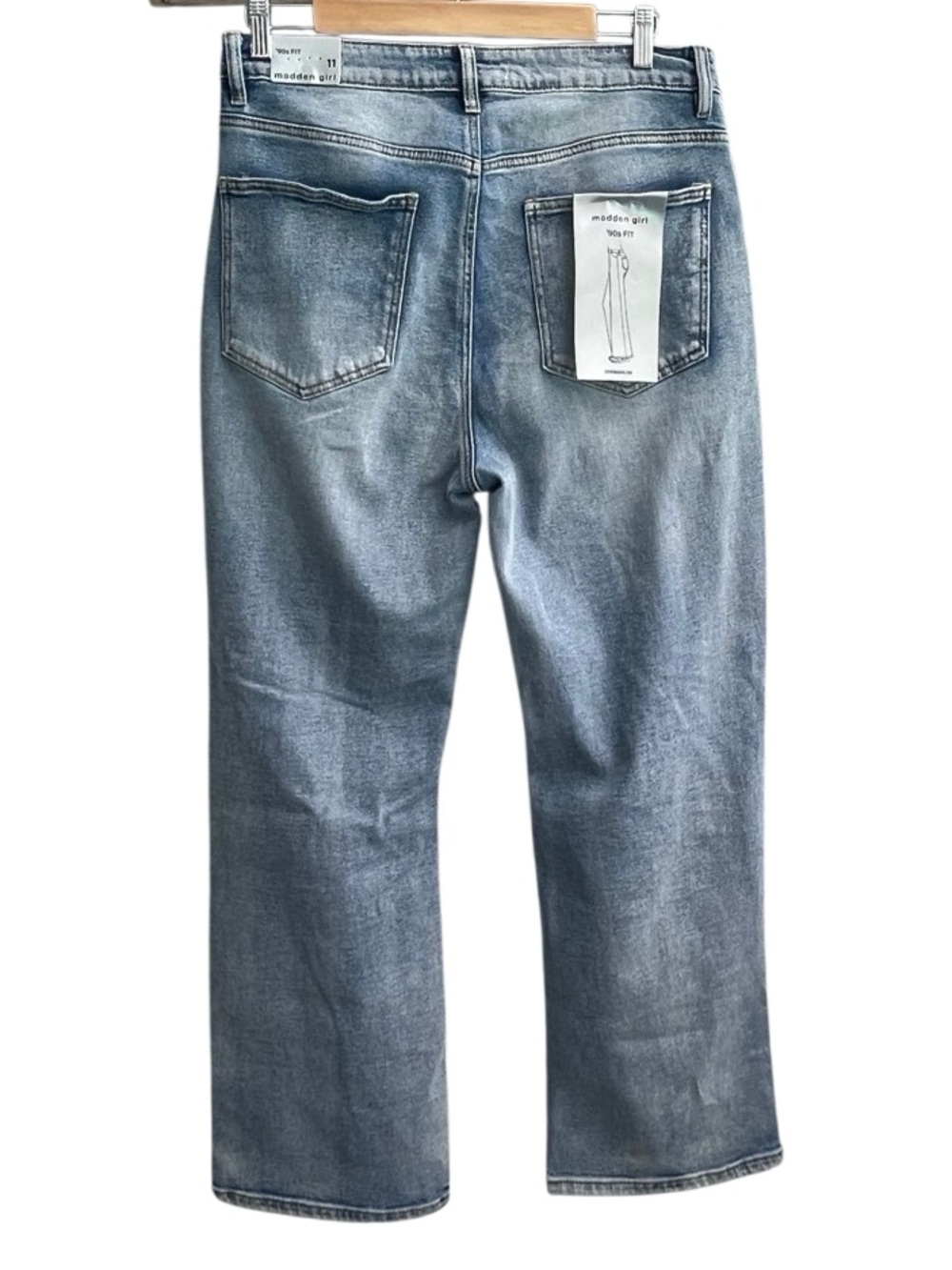 NWT Madden Girl ’90s Fit Wide Leg Distressed Jeans Light Wash Size 11